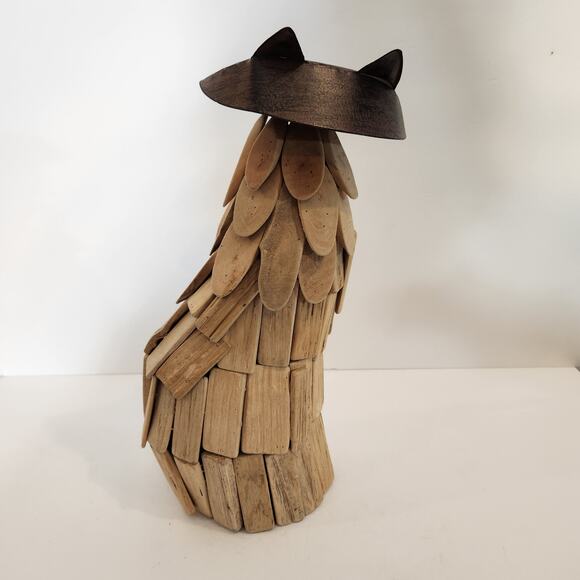 BAYBERRY ORCHARDS  Brown Wood Metal Fox Figurine Statue Coastal Beachy Rustic - Picture 3 of 7